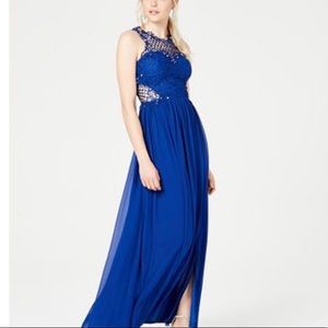 Juniors’ Embellished Illusion Tulip Gown